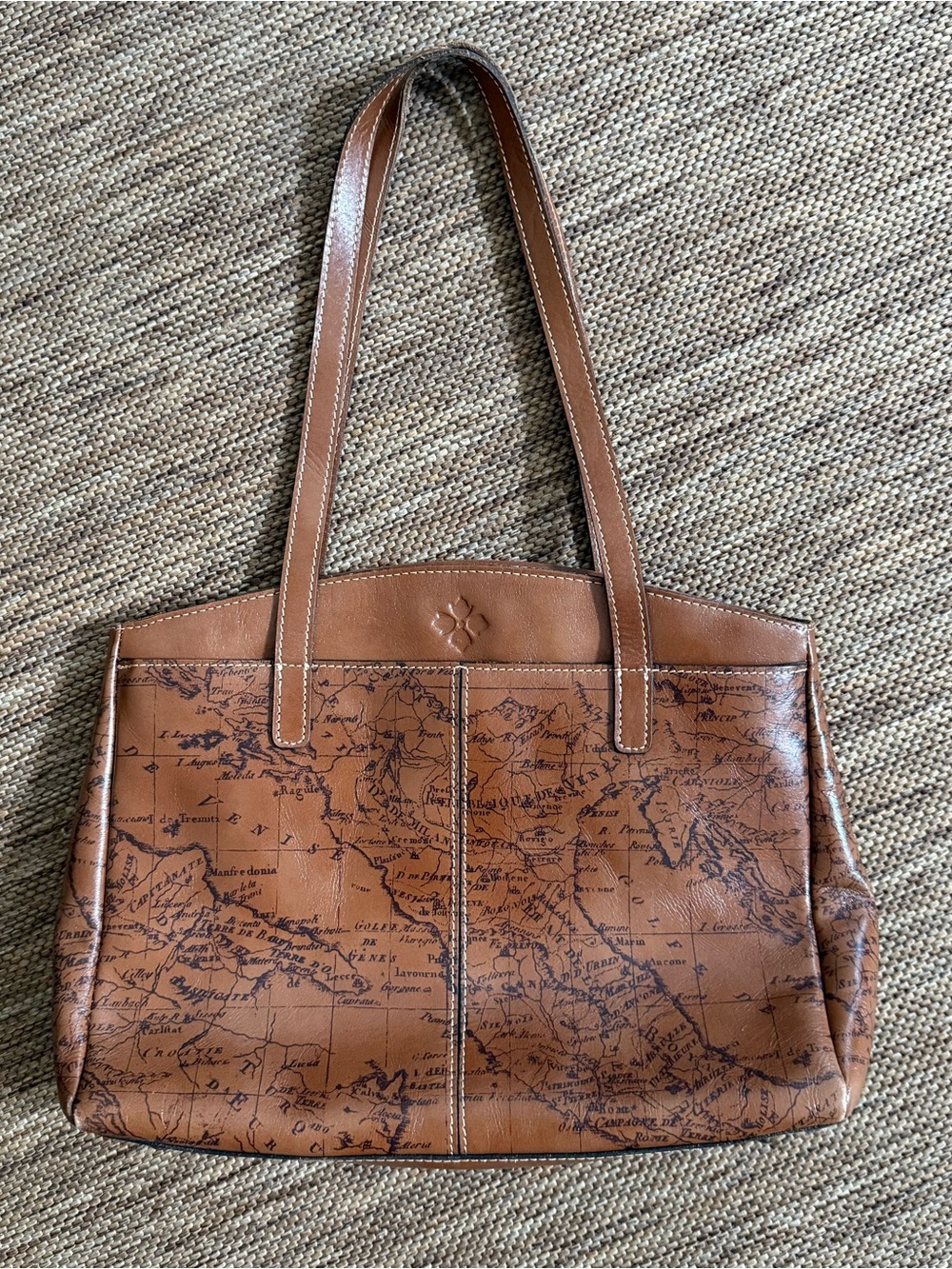 Patricia Nash Brown   Leather  Map Purse Tote Bag